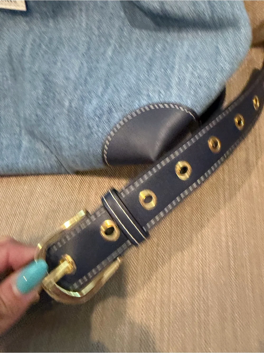RARE Stoney Clover Lane x Parke Blue Denim Bag with Navy Vegan Leather Trim